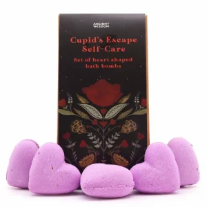 Cupid’s Escape Self-Care Heart Bath Bomb Gift Set in black floral box