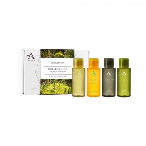 Travel-sized Arran shower gel gift set featuring After the Rain, Glenashdale, Lochranza and Machrie