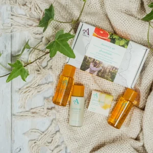 Arran Glenashdale Discovery Gift Set with grapefruit and green leaf mini collection