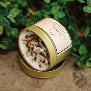 Candles from the Croft Scottish Scents gold tin candle with wood wick hand-poured in the Scottish Highlands