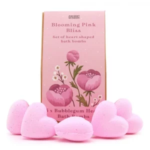 Blooming Pink Bliss Heart Bath Bomb Gift Set in pink floral box