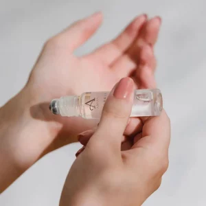 Arran Naturals Calm Pulse Point Oil being applied to wrist