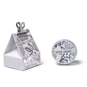 Agnes + Cat Salted Caramel lip balm in silver tin gift box
